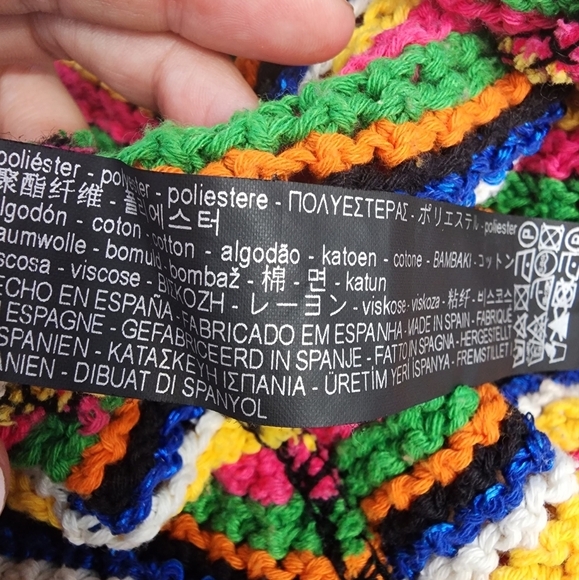ZARA Knit Multicolor Crochet Oversized Racerback Top Colorful Stripe M - Picture 7 of 7